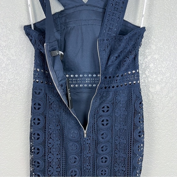 Lulus NWT Cocktail Ready Navy Blue Crochet Lace Midi Dress M - Feminine, Romance - Picture 11 of 14